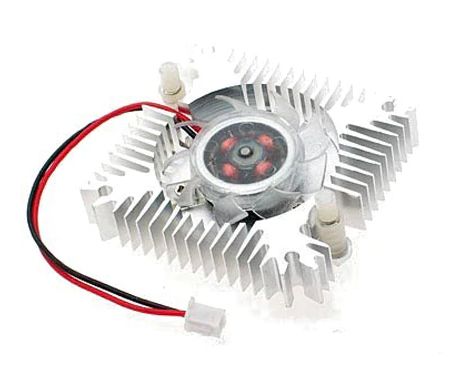 Heatsink 55x55 aluminium met ventilator 12VDC 0.1A 2-pins